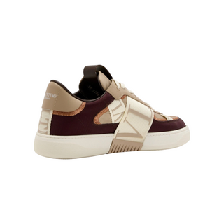 Planet Luxury Brands VL7N bej ve bordo renkli, deri ve naylon detaylı, kalın tabanlı erkek sneaker ayakkabı