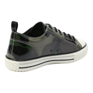 Planet Luxury Brands yeşil kamuflaj desenli, parlak yüzeyli, kauçuk tabanlı ve yan logo detaylı erkek sneaker