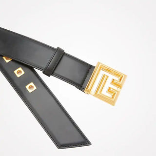 Logo Applique Deri Kadın Kemer