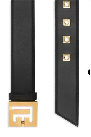 Logo Applique Deri Kadın Kemer